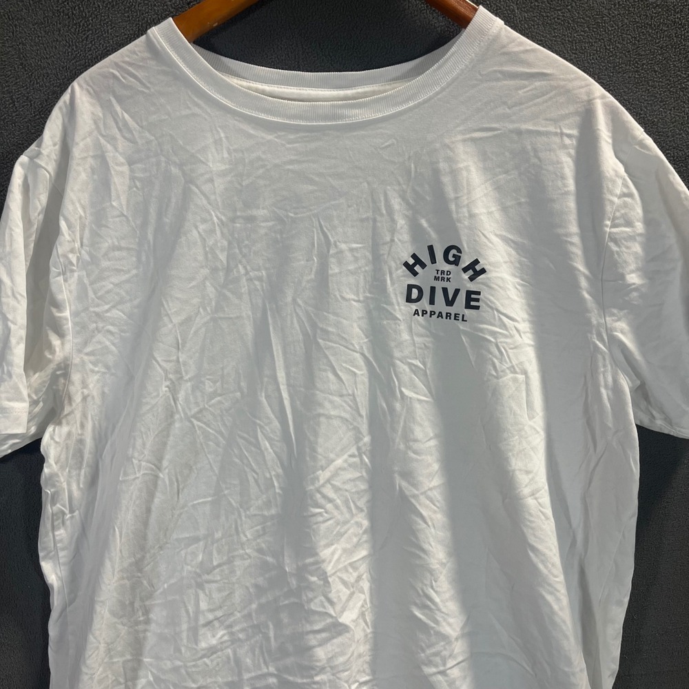 High Dive Apparel Mens XL White Octopus Graphic T-Shirt Earth Positive Cotton